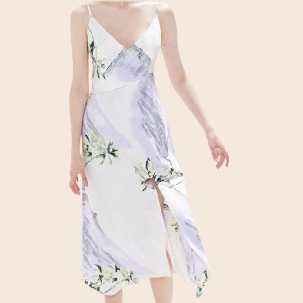 UO Kelly Surplice Midi Printed Slip Dress Size Medium - Picture 2 of 15